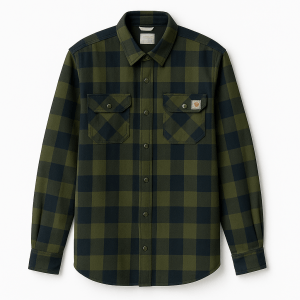 Vatteret Flannel Skjorte - Unisex - Grøn