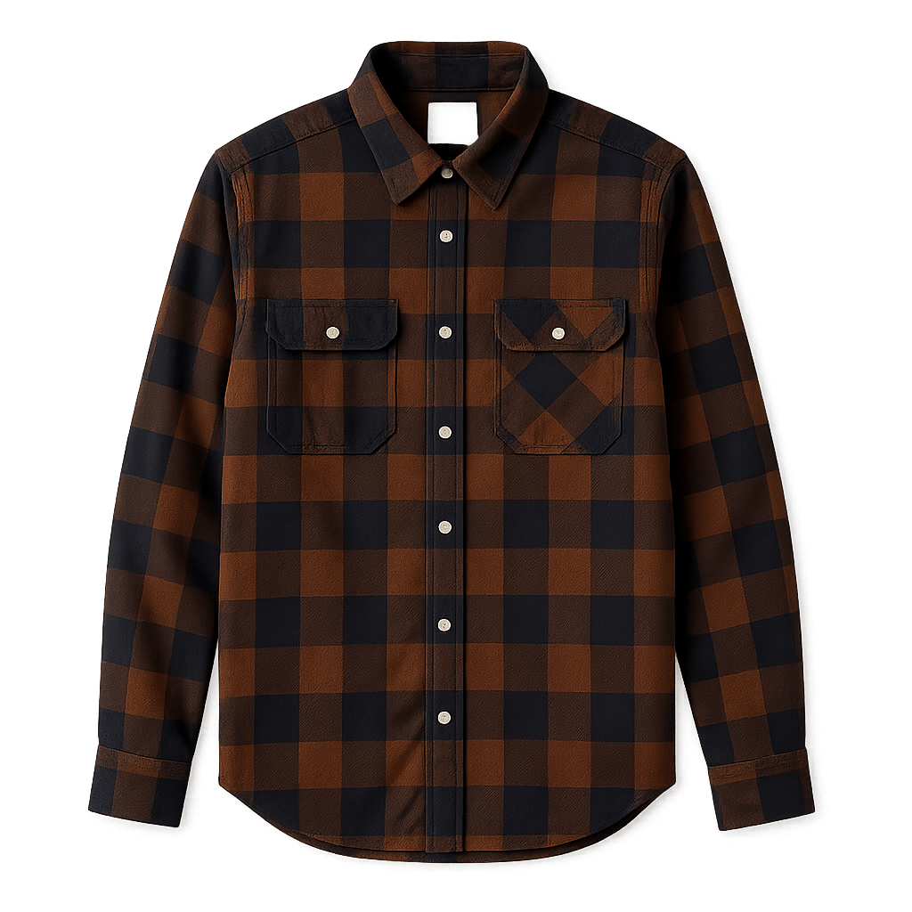 Flannel Skjorte - Unisex - Mørkebrun