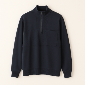 Sweatshirt - Kort lynlås - Unisex - Navy - Genanvendt